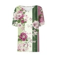thumbnail image 5 of Aobny Women's Plus Vacation Tops Floral Purple Cooling T-Shirt Elbow-Length V-Neck Womens Tshirts, 5 of 8