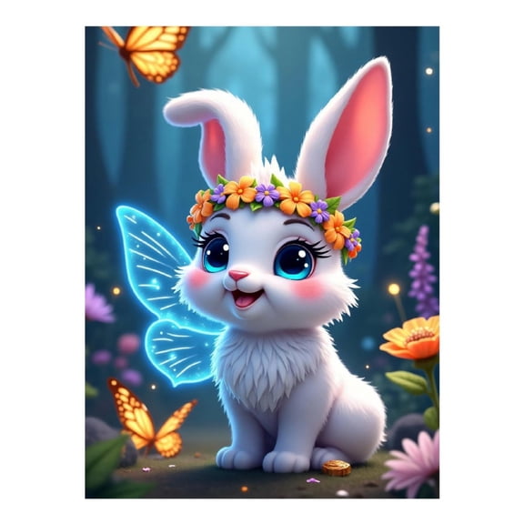 Diamond Art Kit for Adults, Cute Bunny White Print No.116 Diamond Painting for Adults Beginners, 5D DIY Diamond Art Painting Kits, Colorful Diamond Painting Craft for Home Decor 12x16