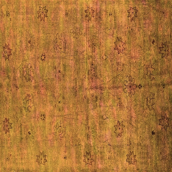 Ahgly Company Indoor Square Oriental Orange Industrial Area Rugs, 8' Square