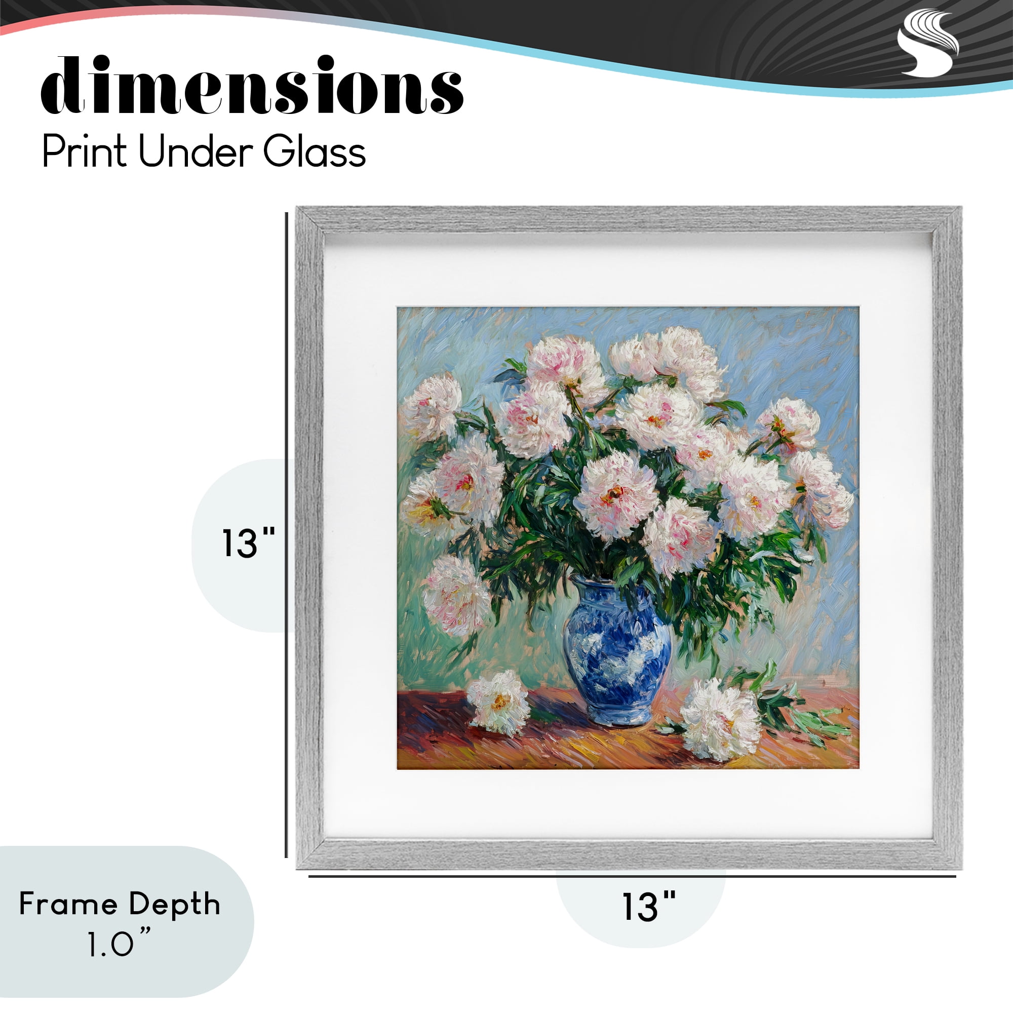 Stupell Industries Peonies in Blue Vase Gray Framed Print Under Glass, design by Tina LeCour