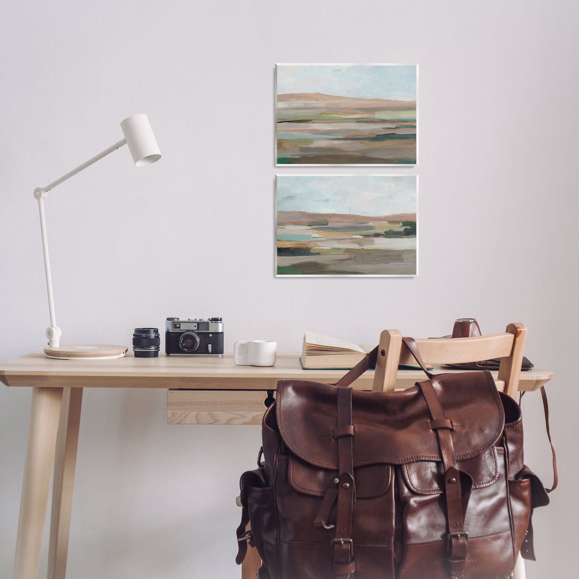 Stupell Industries Neutral Abstract Landscape Landscape & Nature Painting Unframed Art Print Wall Art, 14 x 11, Set of 2