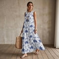 thumbnail image 3 of Xixirimido Palm Trees Starfish Shell Print Summer Dresses for Women Flowy Casual Sleeveless Maxi Dress Beach Vacation Sundresses with Pockets, Size M, 3 of 7