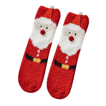 

Casual Winter Coral Fleece Santa Christmas Deer Head Socks Calcetines Meias