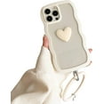 thumbnail image 3 of Compatible with iPhone 13 Pro Max Case for Women/Girls, Cute Curly Wave 3D Love-Heart Anti-Scratch Shockproof Case with Bracelet for iPhone 13 Pro Max, Purple, 3 of 9