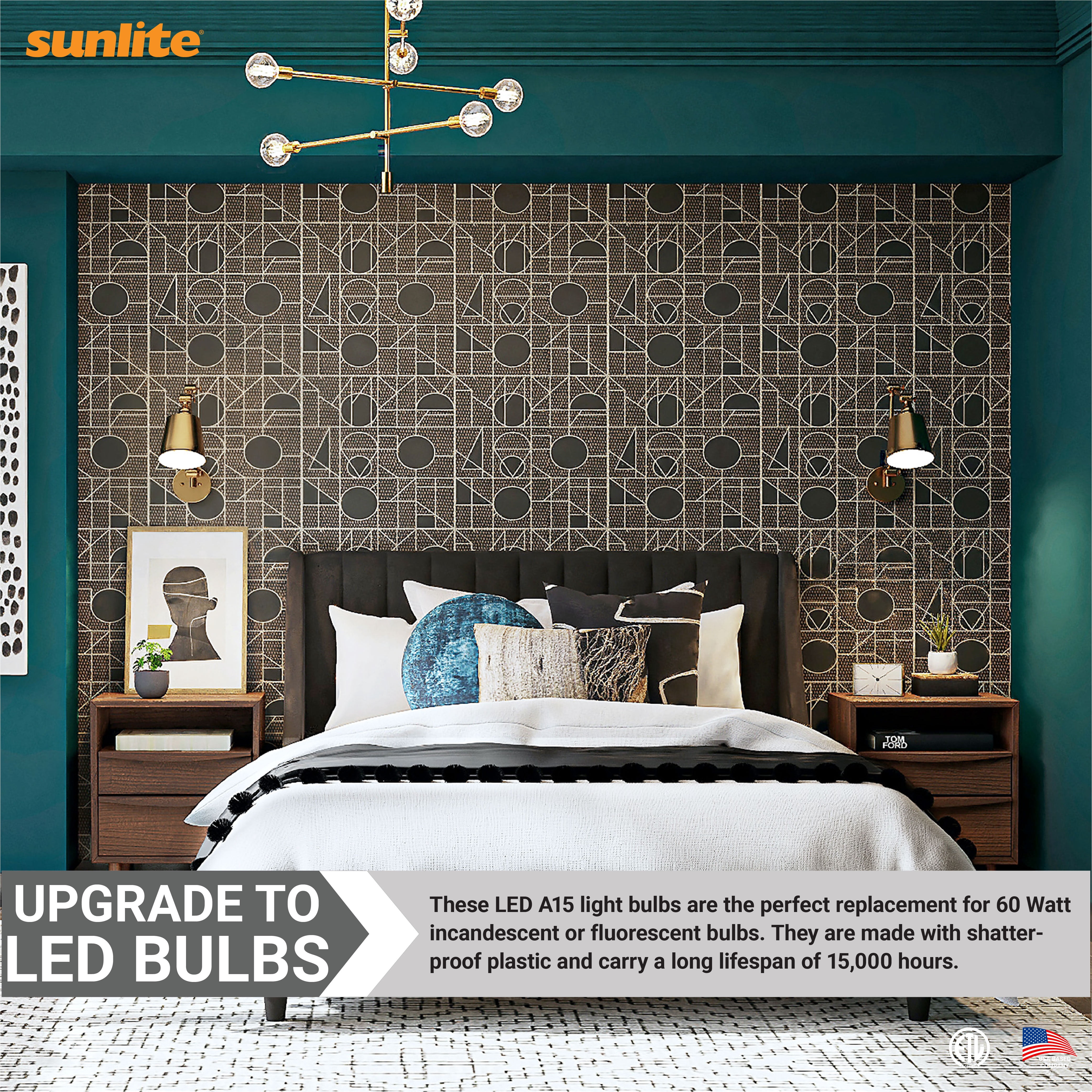 Sunlite 41832 LED A15 Light Bulb, 6 Watts (40W Equivalent), Intermediate Base (E17), 480 Lumens, Dimmable, Frosted Finish, ETL Listed, for Ceiling Fan Use, 6 Count, 4000K Cool White