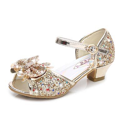 Zapatos de cuero para niños de princesas de Disney para niñas, zapatos de tacón alto informales con flores y purpurina para niños, zapatos de niñas con nudo de mariposa, rosa, Silver28 zhangmengya CONDUJO