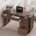 thumbnail image 5 of Computer Desk 54 Inch – Home Office Desk with File Drawers, Storage Cabinet & Charging Station, Modern Fluted Executive Writing Table for Small Spaces, 5 of 8