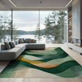 thumbnail image 2 of ODIKA 6'x9' Washable Area Rug Non-Slip, Chair-Friendly, Abstract Mid Wavy Striped Gradient Contemporary Tone Cream Wave for Dining Room, Under Table, Office Décor, 2 of 7