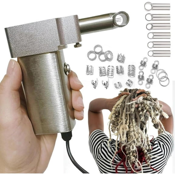 Electric Dreadlocks Tool Kit,Instant Dreadlock Machine for Locs,Stainless Steel Dreadlocks Maker,Crochet Machine with 6-16mm Braiding Head(6 PCS) & 290 PCS Hair Decoration