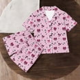 thumbnail image 4 of Odeerbi Teen Boys Girls Halloween Pajamas Notched Lapel Short Sleeve Shirt Shorts Pajama Sets, 4 of 7