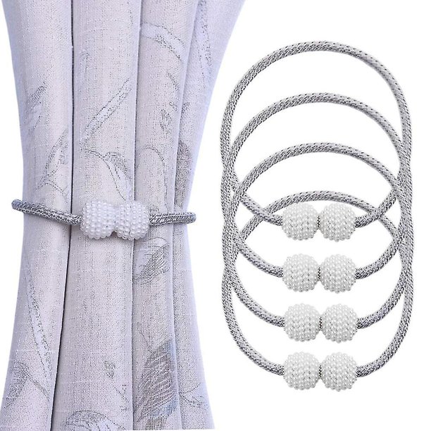 Magnetic Curtain Tieback Clips 4 Pieces Curtain Rope Buckles Tieback Binding For Home Office Window Decoration-grey