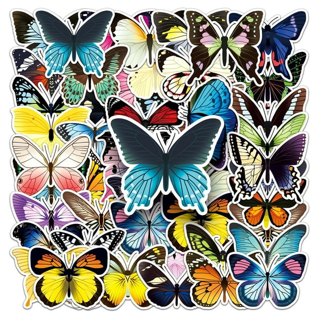 Calcomanías con mariposas e insectos coloridos para álbumes de recortes, 50 unidades