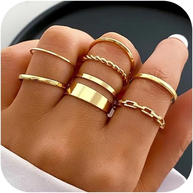 HAHDAXIA Stocking Stuffers for Teens Gold Stackable Rings Set for Women Vintage Knuckle Rings for Teen Girls Midi Rings Pack Statement Bohemian Stacking Rings for Women Multiple Rings Pack