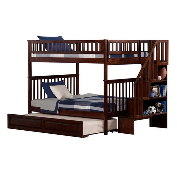 Leo & Lacey Full Over Full Staircase Trundle Bunk Bed