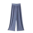 thumbnail image 2 of VBVC Women's Elastic Waist Wide Leg Pants , Ladies' Soft Flowy Casual Lounge Trousers , Lightweight Drape Pants For Women, Blue , Free Size, 2 of 5