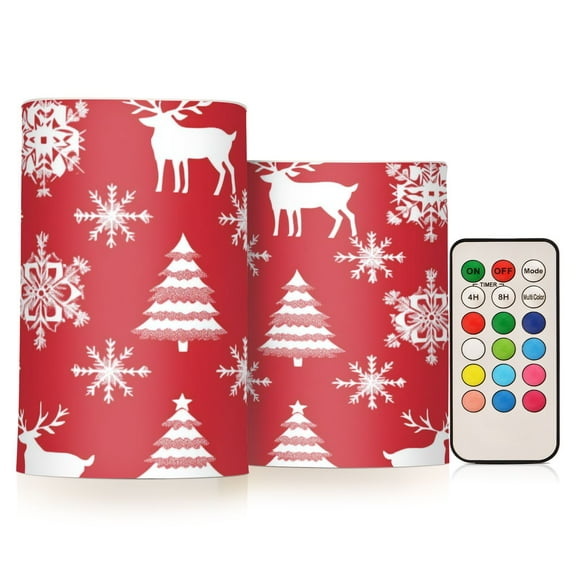 BZSMCE Flameless Candles LED Lights Joyful Christmas Printing Creativity Battery Candles