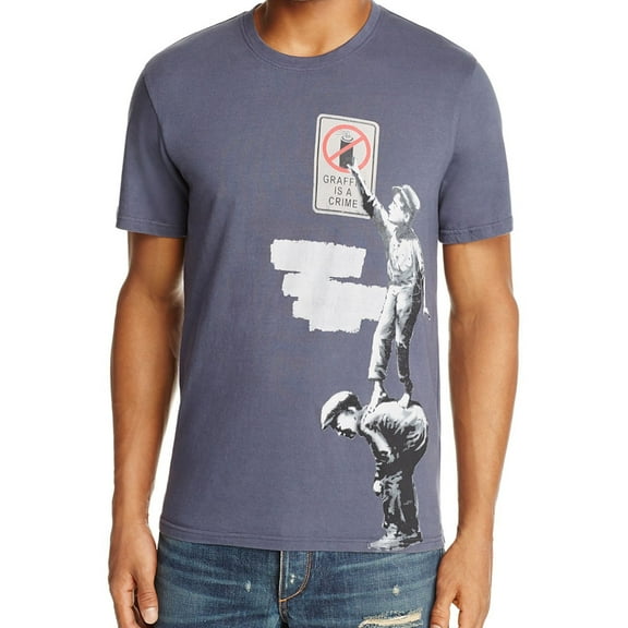 Elevenparis Mens Graffiti Graphic T-Shirt, Grey, Small