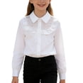 thumbnail image 2 of CLOISE Kids Girls Boys Tops Long Sleeve 100 Day of School Shirts Collared Holiday Pullover Solid Color Blouses White 12T, 2 of 8