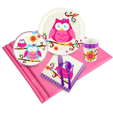 Owl Blossom Party Supplies - Party Pack for 24