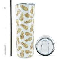 Pineapple Gifts for Women Men - Pineapple Tumbler Pineapple Cup with Lid and Straw - 20 Oz Stainless Steel Insulated Water Bottle - Travel Coffe Mug Birthday Chistmas Gift