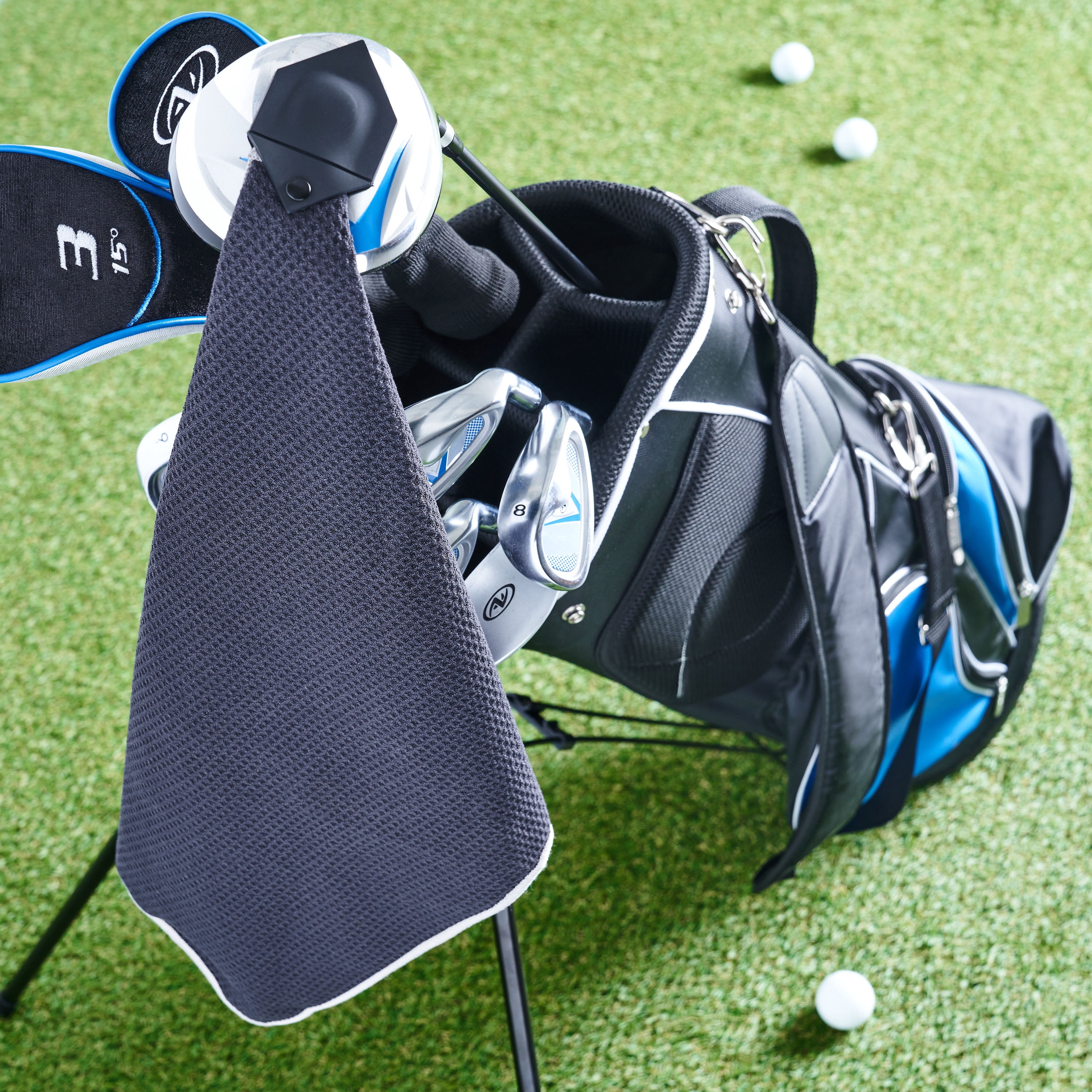(2 pack) Athletic Works Magnetic Microfiber Golf Towel – Black, Ultra-Absorbent Towel with Strong Magnet for Golf Bags & Carts