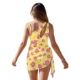 thumbnail image 2 of SEANATIVE One Piece Swimsuit for Girls Cut Out Design Bathing Suit 2 Pieces Swim Suit Including Swimwear and Sarong Coverup for Beach Seaside, 15-16 Years, Tropical Flower Yellow Pink, 2 of 7