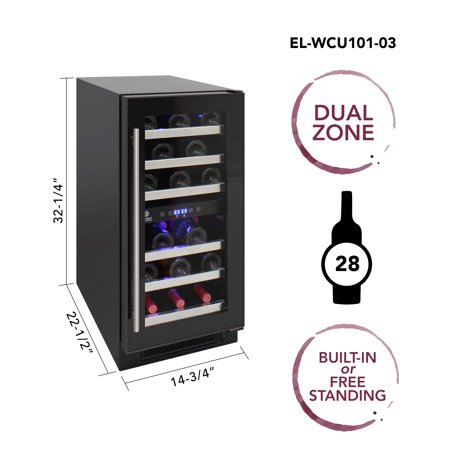 Vinotemp - 28-Bottle Dual Zone Wine Cooler - Black