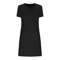 thumbnail image 6 of RYRJJ Summer Casual Dresses for Women Mini Vacation Dress V-Neck Short Sleeve Split Hem Beach T-Shirt Dress(Black,M), 6 of 7