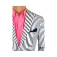 thumbnail image 2 of DTI BB Signature Men's Blue Two Button Blazer Trim Fit Cotton Stretch Jacket Blue Stripe, 2 of 5