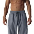 thumbnail image 4 of YLSDY Men's Baggy Cargo Pants with Flap Pockets Elastic Waist Workout Joggers Stretch Hiking Drawstring Lounge Trousers Gray S, 4 of 7