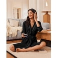 thumbnail image 3 of EKOUAER Robes for Women Knee Length Bathrobe Lightweight Kimono Robe 3/4 Sleeve Loungewear Soft Sleepwear with Pockets, 3 of 6