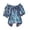 A-Blue287, variant on Women's Off The Shoulder Blouse Leaf Print Short Sleeve Ruffle Neck Loose Fit Tops For Summer Daily Wear