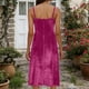 thumbnail image 5 of TaTaai Womens Fashion Solid Color Elegant Velvet Spaghetti Strap Dress Gathered Bust Slim Fit Soft Comfortable Dress for Spring Summer Daily Party Wear Gift, 5 of 8