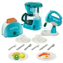Rirool Play Kitchen Toys for Kids Ages 2-5, Pretend Food Set with Coffee Maker, Mixer & Toaster, Realistic Lights & Sounds, 24-Piece Kitchen Accessories Gift for for Girls & Boys