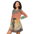 thumbnail image 3 of FORMRS Womens Long Sleeve Nightgowns Crew Neck Sleep Shirt Soft Pajamas Sizes S-3XL, Astronaut in Rain, 3 of 8