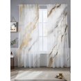 thumbnail image 2 of White Gold Marble Sheer Curtains 84 Inch Length 2 Panels Set, Abstract Simple Geometric Voile Window Treatment Rod Pocket Curtains Sheers Drapes for Bedroom/Living Room/Kitchen 52"x84"x2, 2 of 7