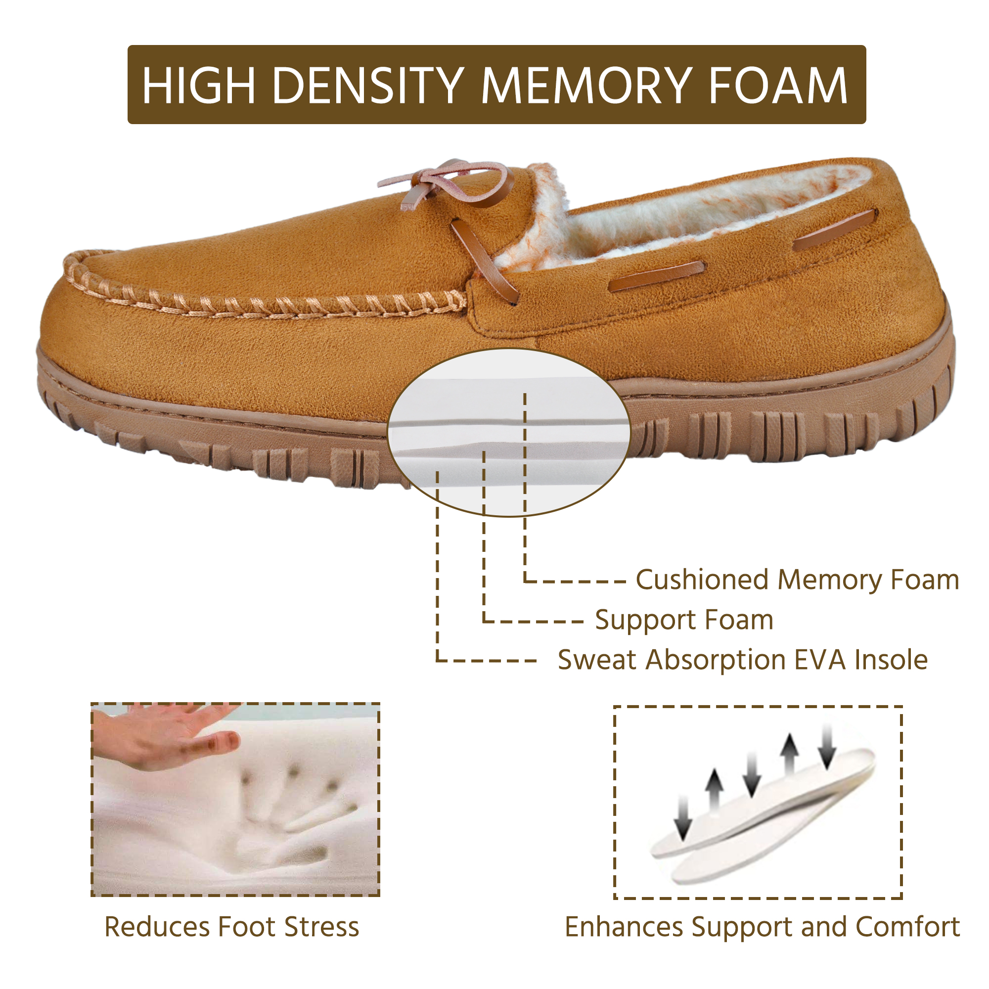 HOMEHOT Men's Moccasin Slippers with Memory Foam photo 4