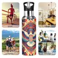 thumbnail image 7 of Yayeee 20oz Insulated Water Bottle Double Wall Stainless Steel with Flip Straw Lid, Beige Geometric Eagle, 7 of 7