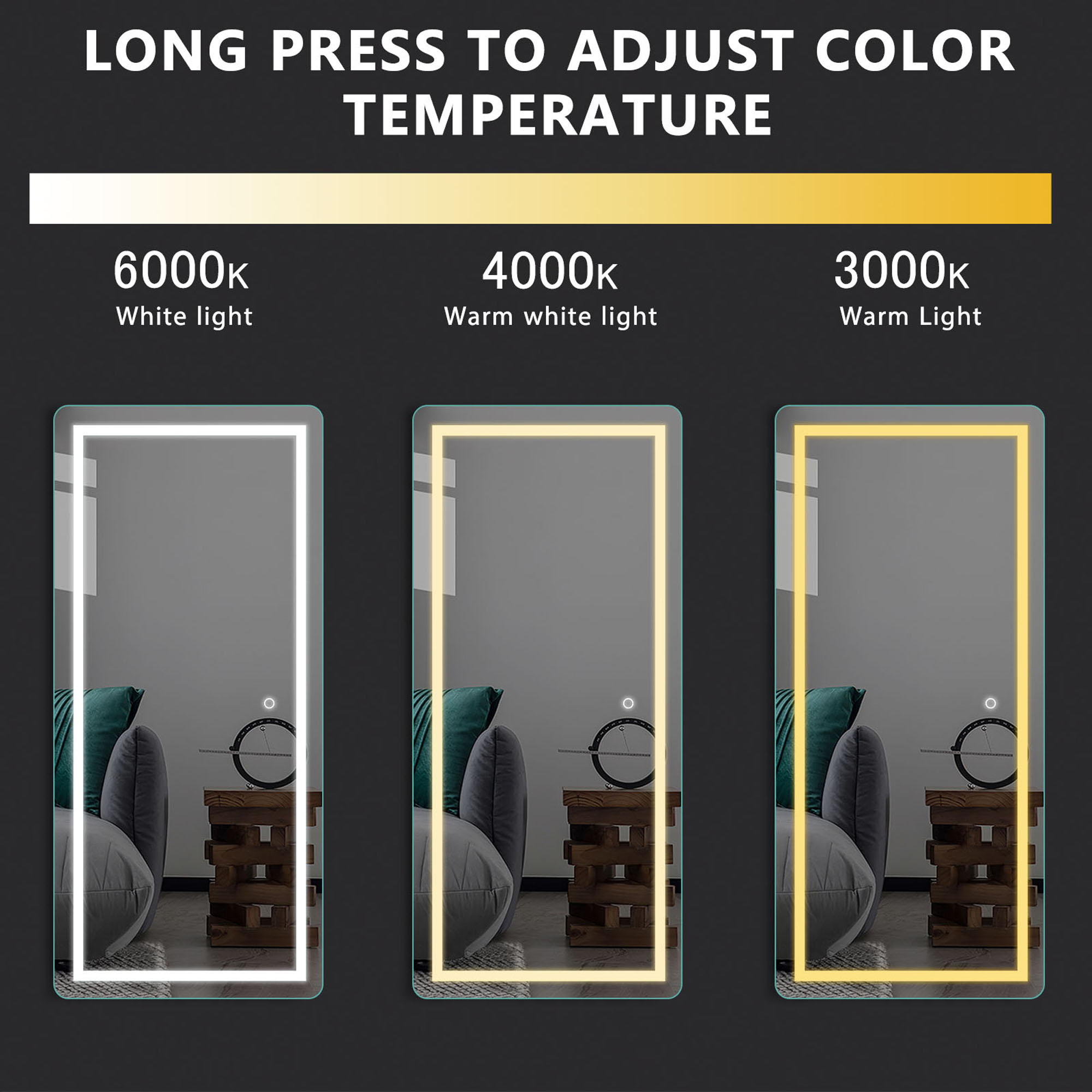 22 in x 47 in Modern LED Mirror