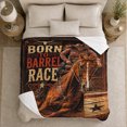 thumbnail image 5 of Born Barrel Race Cowgirl Rodeo Action, Cozy Typography Art Scene, Warm Flannel Blanket for Living Room and Reading Nook, Art Lovers Valentine's Day Gift, Artistic Home Decor, 5 of 9