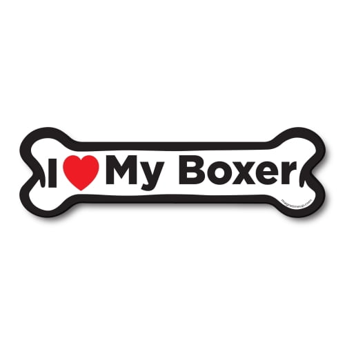 Magnet Me Up I Love My Boxer Dog Bone Magnet Decal, 2x7 In, Vinyl Automotive Magnet