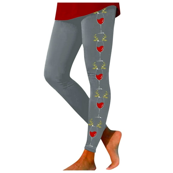 Women's Christmas Glass Printed High Waisted Yoga Leggings for Casual Workout Lift Comfort Stretch Pants