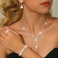 thumbnail image 6 of AEXTO Red Rhinestone Teardrop Jewelry Set Glam Accessories for Women, Perfect for Weddings, Parties & Special Occasions, 6 of 14