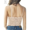 thumbnail image 3 of Gustave Women Sexy Lace Padded Camisole V Neck Crochet Bralette Half Bra Spaghetti Strap Crop Tops Vest "Apricot, L", 3 of 9
