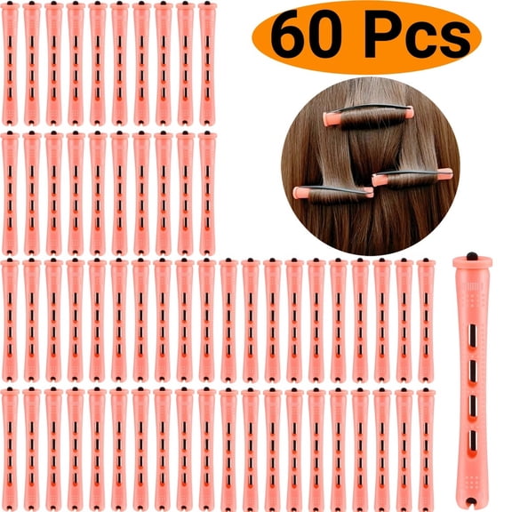 LQQBOX 60 Pcs Perm Rods Natural Long Short Hair Perm Rods with Elastic Rubber Band Non Slip Plastic Perming Cold Wave Rod Kit for Women Hairdressing Styling Tool