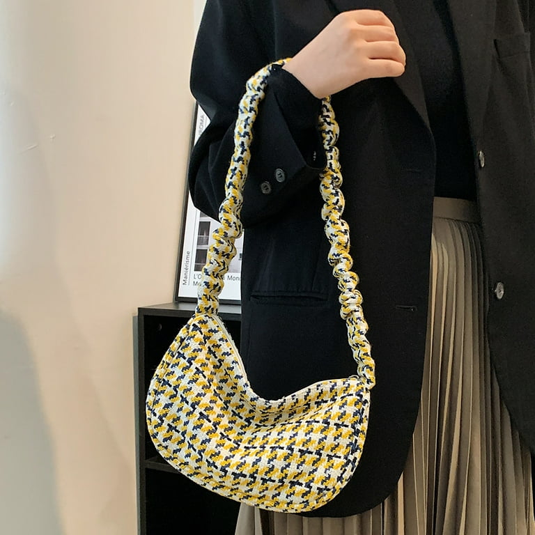 Elegant Houndstooth Plaid Chain Waist Bags For Women Stylish
