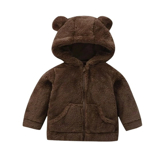 FYDUU Boys Hooded Jacket Winter Warm Zip Up Coat For Toddler Kids Soft Outerwear With Thick For Cold Weather Soft Fall Clothes 3-4 Years