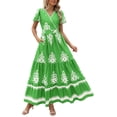 thumbnail image 1 of Vestido largo PRETTYGARDEN para mujer 2025, verano, floral, verde y blanco, 1 of 8