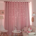 thumbnail image 5 of Willstar 1/2PCS Full Blackout Curtain Double-decker Nordic Style Bedroom Living Room Curtain Hollow Star Net Princess Wind Curtain, 5 of 9