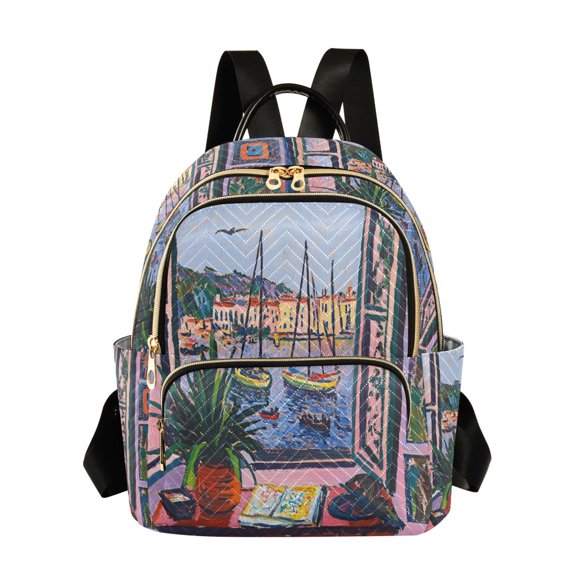 FORMRS Mini Backpack Purse for Women Travel Daypack Casual Shoulder Bag, Green Boat